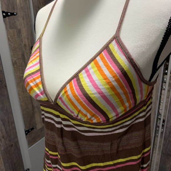 Billabong Tank - Size Large but Fits like a Small Brown / Yellow / Pink - Picture 1 of 6
